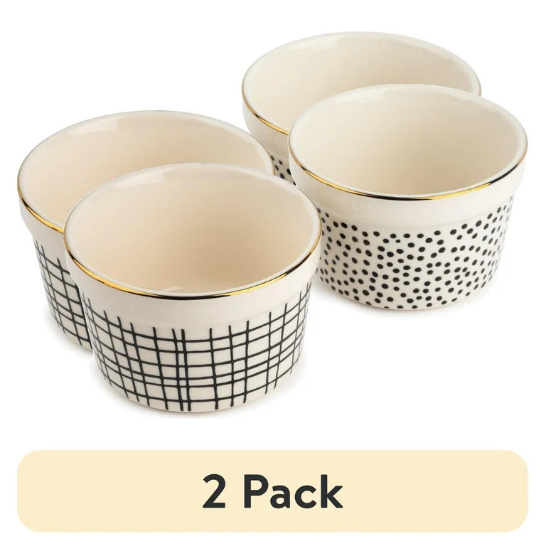 (2 pack) Thyme & Table 2-Piece Ramekin Set - Black & White Dot - Walmart.com | Walmart (US)