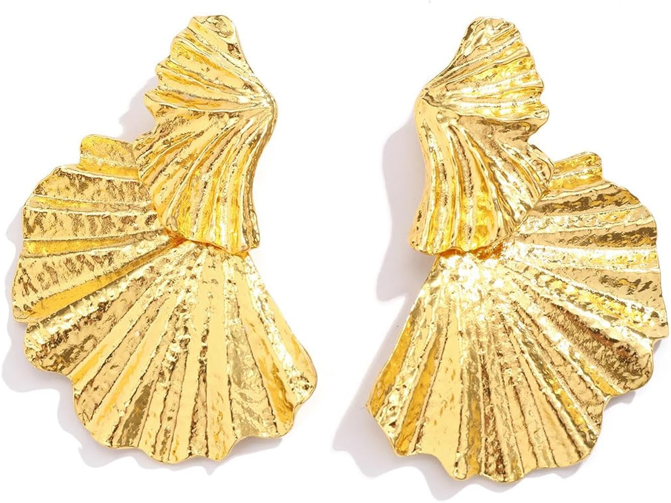 Gold Statement Earrings for Women Chunky Gold Flower Earrings for Women Ginkgo Leaf Earrings Exag... | Amazon (US)
