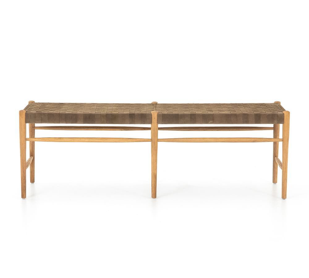 Thomas Woven Leather Bench | Pottery Barn (US)