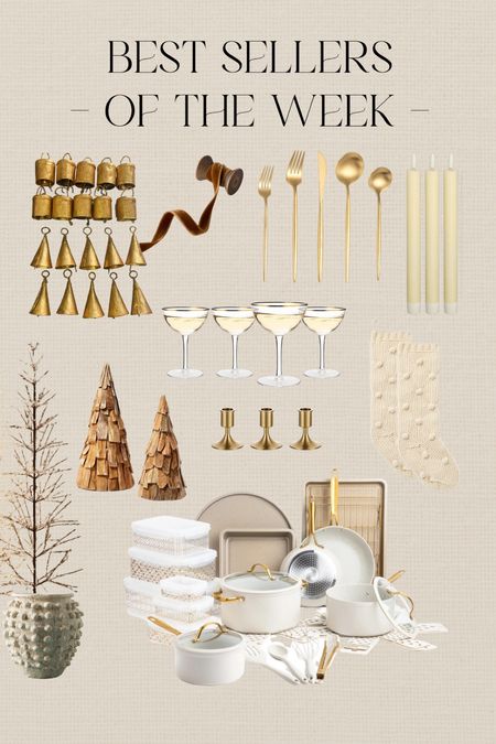 Best sellers of the week ✨ #christmasdecor #christmastablescape #holidaydecor #holidayparty #goldflatware #goldbells #ribbon #stockings #candles #homedecor #target #amazon #cookware #walmart 

#LTKHoliday #LTKsalealert #LTKhome