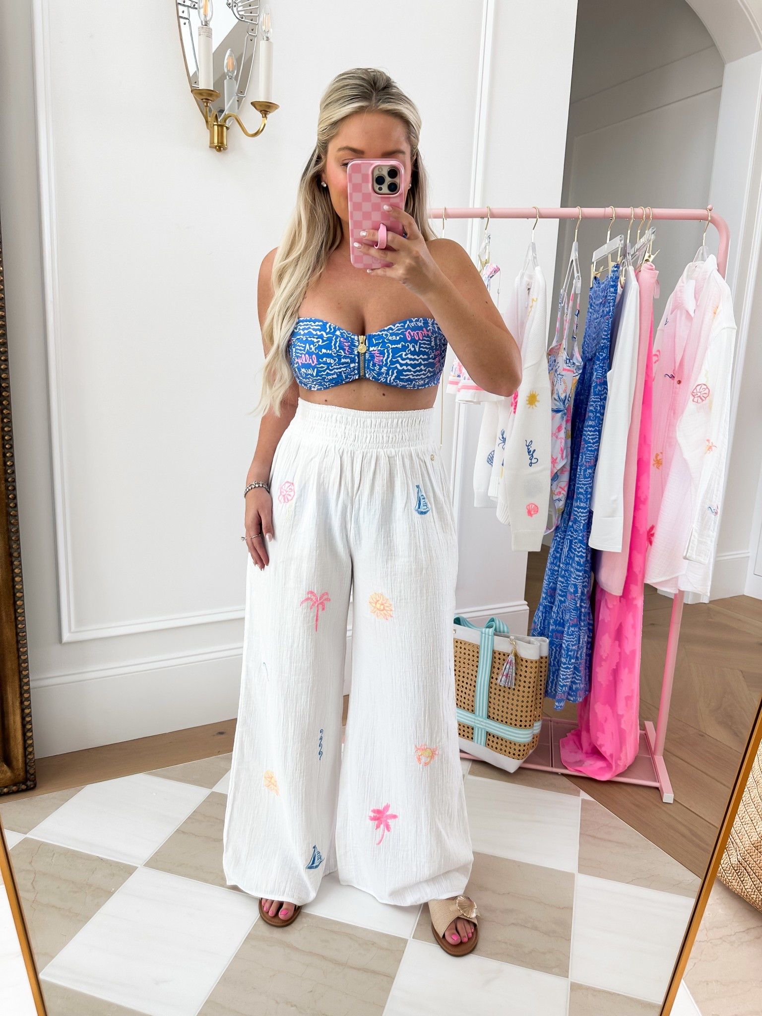 Lilly Pulitzer try on!
Wearing size 6 bathing suit, small pants - exchanging for XS pant! 

#LTKTravel #LTKSwim #LTKPetite