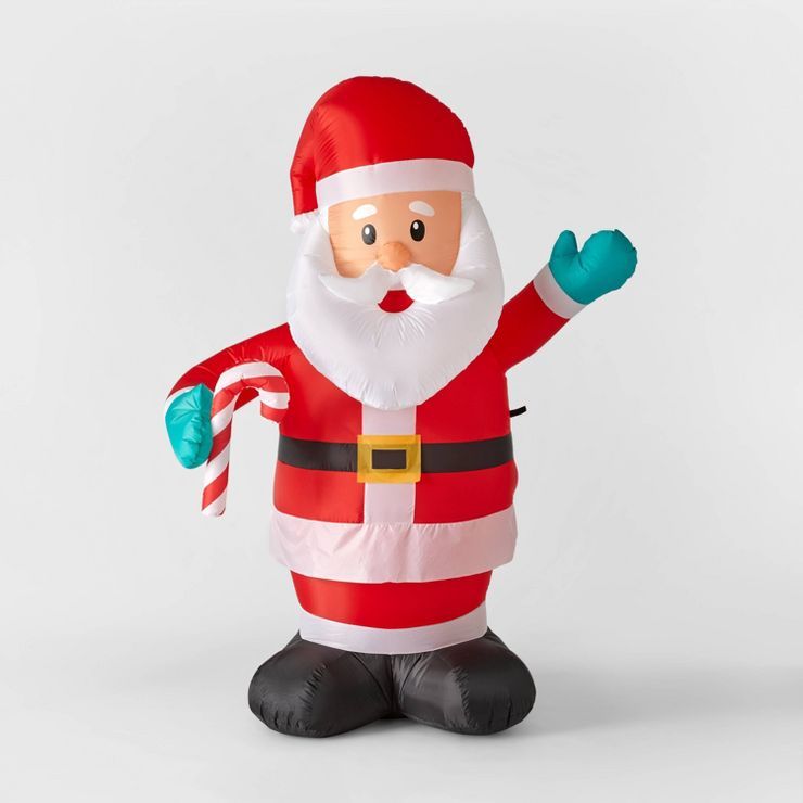 6.9' Santa with Candy Cane Inflatable Christmas Decoration - Wondershop™ | Target