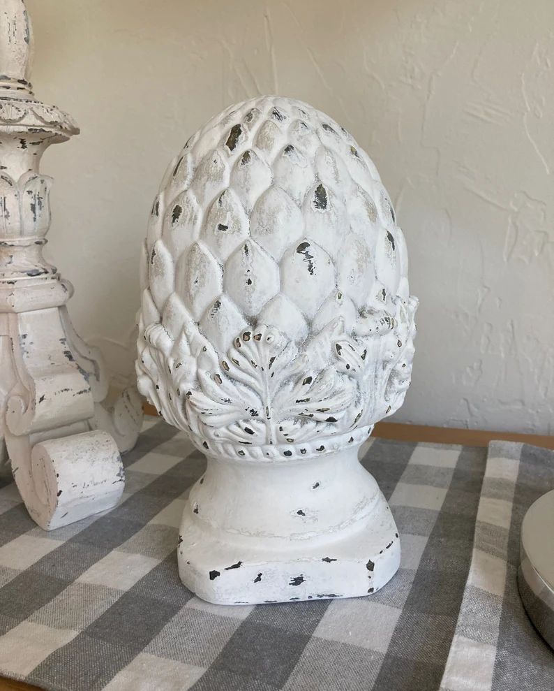 Vintage White Distressed Chippy Pineapple Finial Decorative | Etsy | Etsy (US)