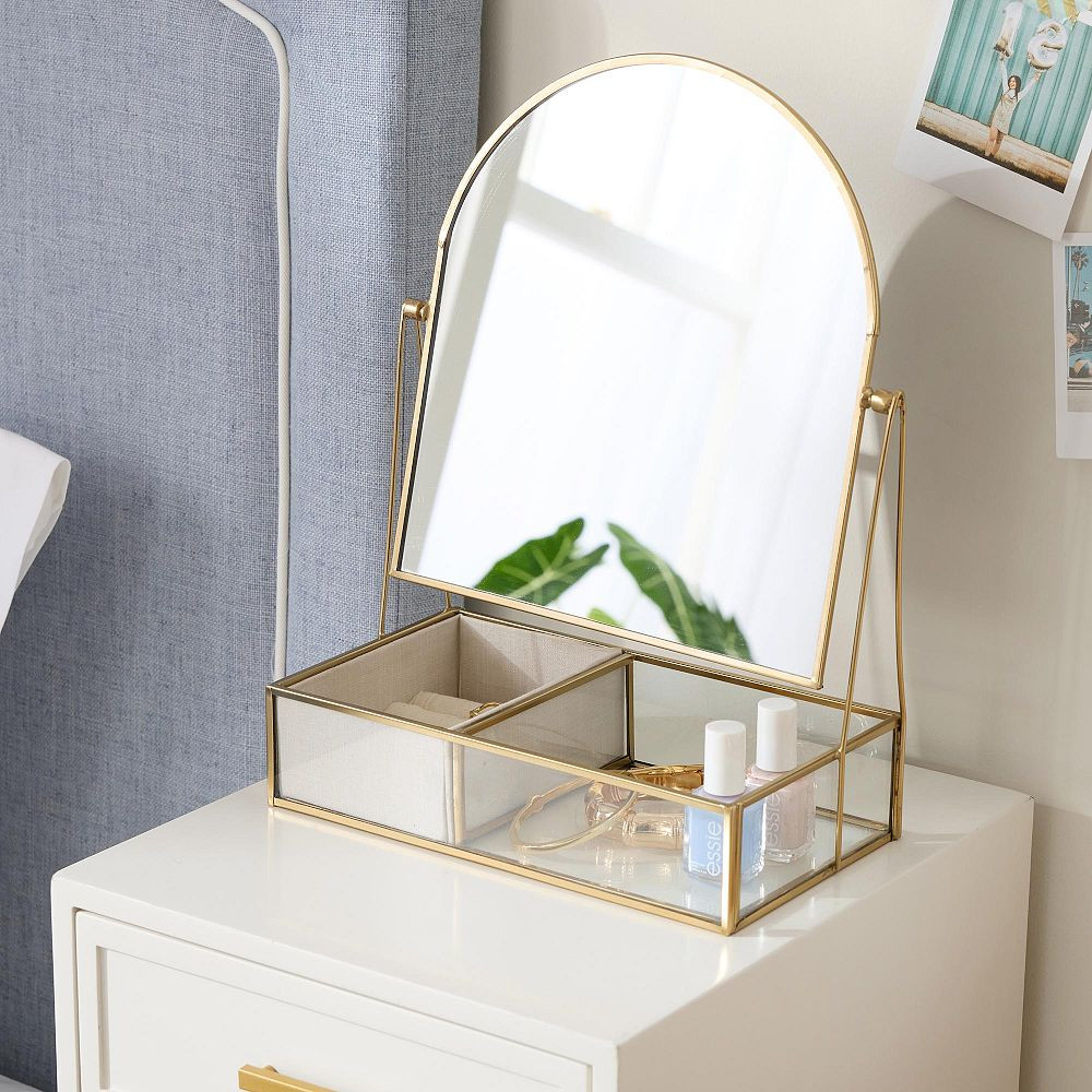 Andi Glass And Gold Vanity Mirror With Storage (10"x10") | Pottery Barn Teen