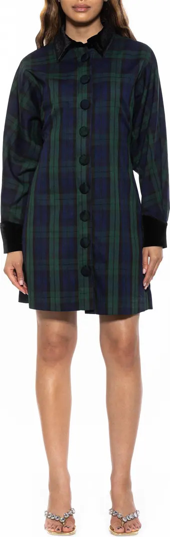 Velvet Trim Long Sleeve Shirtdress | Nordstrom Rack