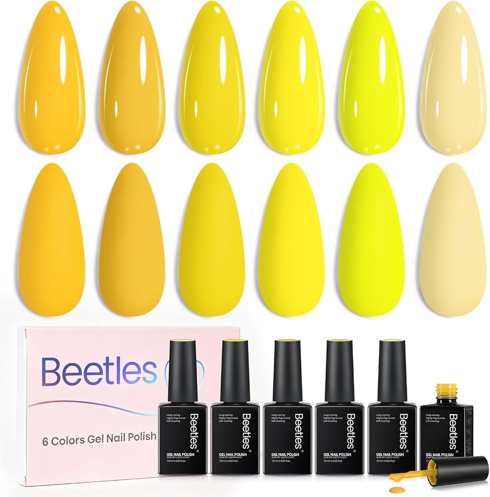 Beetles Yellow Gel Nail Polish Set, Amalfi Holiday, 6 Colors Gel Polish Set | Amazon (US)