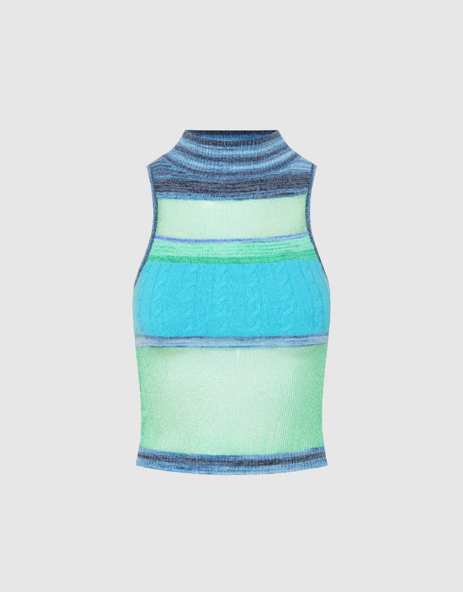 Turtle Neck Knitted Tank Top | Urban Revivo