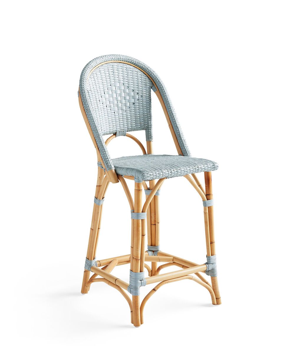 Sunwashed Riviera Rattan Counter Stool | Serena and Lily