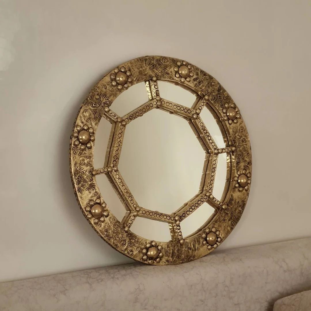 Round Antique Vanity Mirror - Aged Brass frame | Etsy (US)