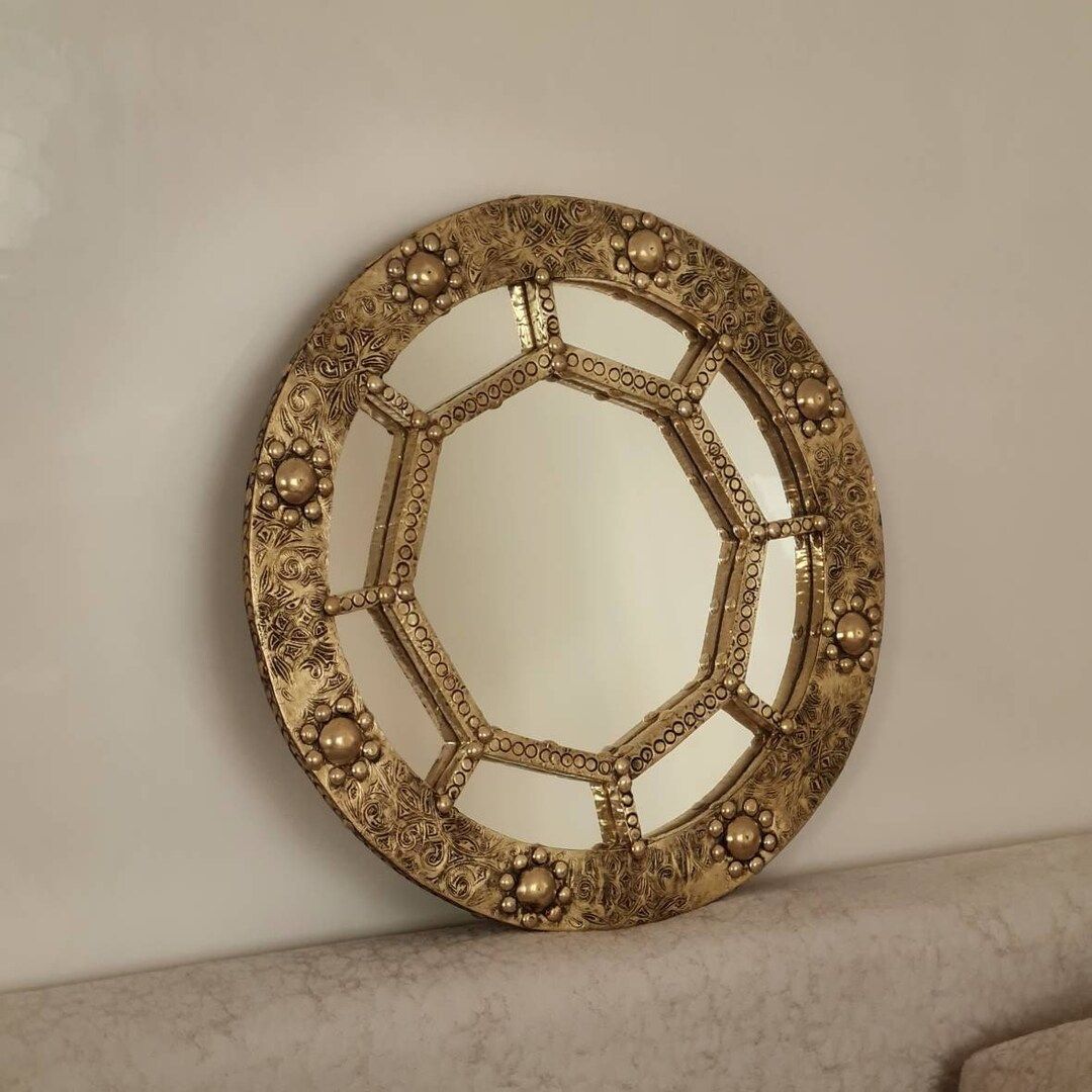 Round Antique Vanity Mirror - Aged Brass frame | Etsy (US)