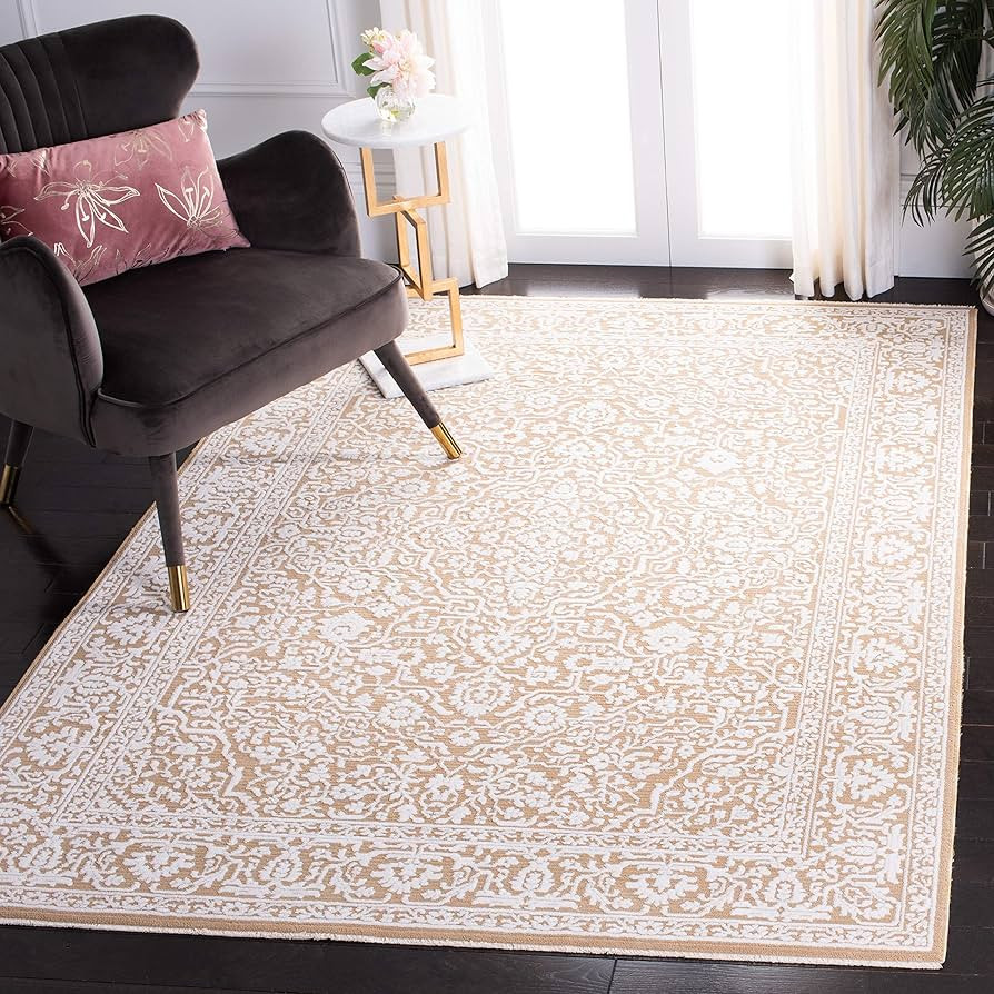 MARTHA STEWART x SAFAVIEH 5' x 8' Gold/Ivory MSR8937B Sabrina Living Room Dining Bedroom Area Rug | Amazon (US)