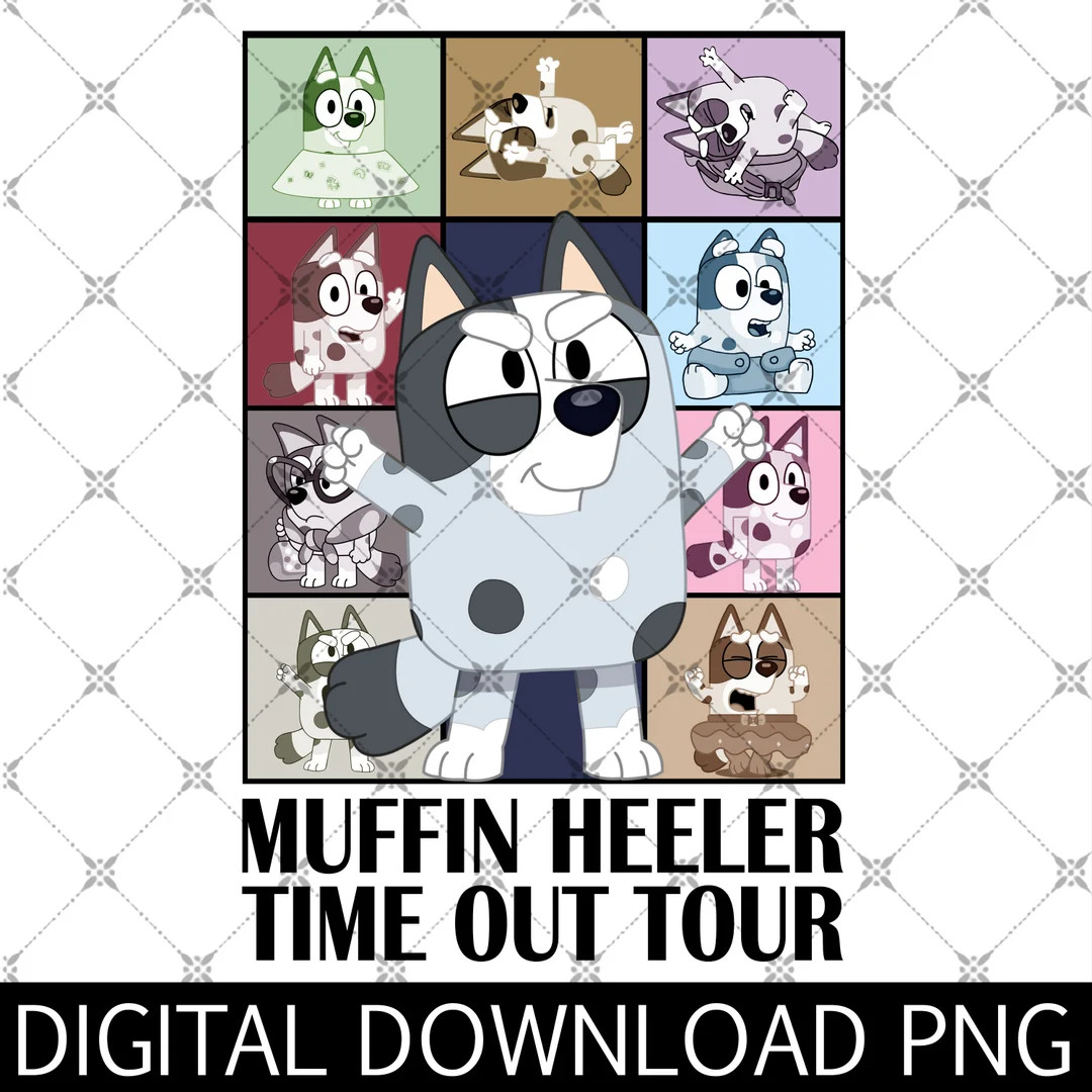 Vintage Bluey Muffin Tayl0r Swift Eras T0ur Png, Muffin Heeler Time Out T0ur Png, Muffin Eras Png... | Etsy (US)