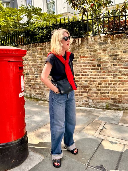 Matching the post box. Citizens of Humanity jeans. Red cardigan. Air & Grace sandals 

#LTKsummer #LTKover50style #LTKuk