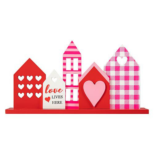 Glitzhome 16in L Valentine's House Wooden Table Decor | HSN