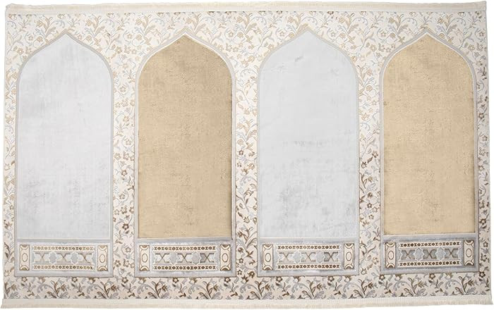 Modefa Wide 4 Person Group Family Islamic Prayer Rug - Luxury Velvet Janamaz Sejadah - Serenity G... | Amazon (US)