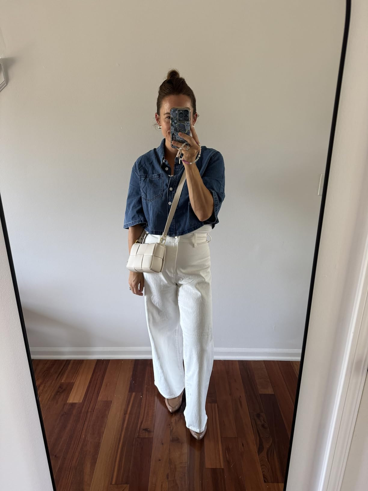 Tankaneo Womens Crop Denim Shirt Half Sleeve Button Down Short Jean Jacket with Pocket | Amazon (US)