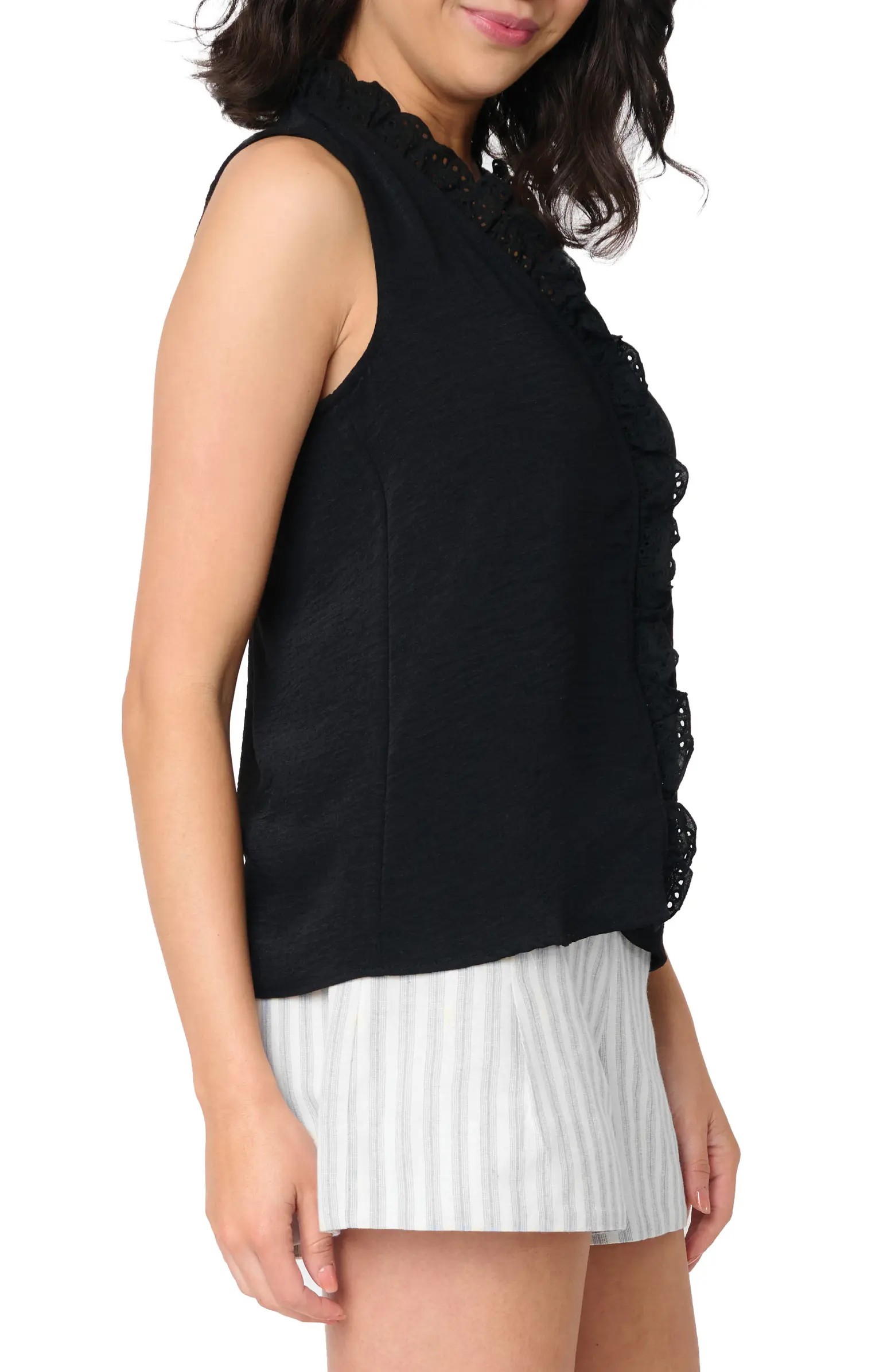 Embroidered Eyelet Trim Button-Up Top | Nordstrom