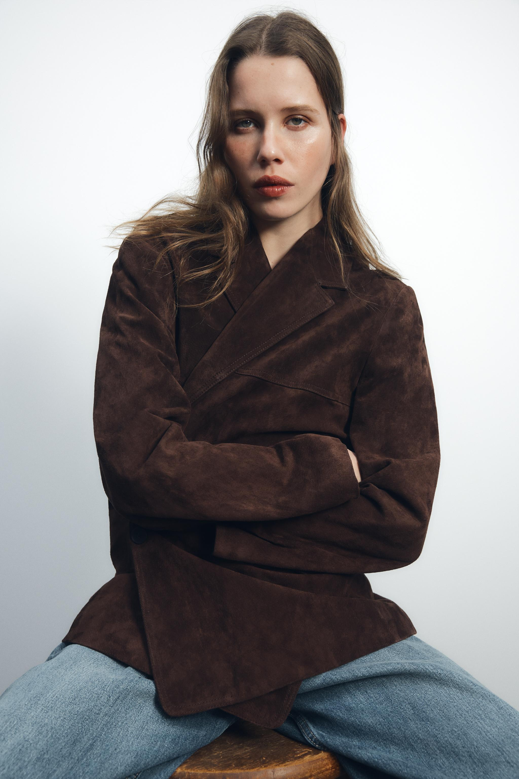 SUEDE LEATHER BLAZER | Zara UK