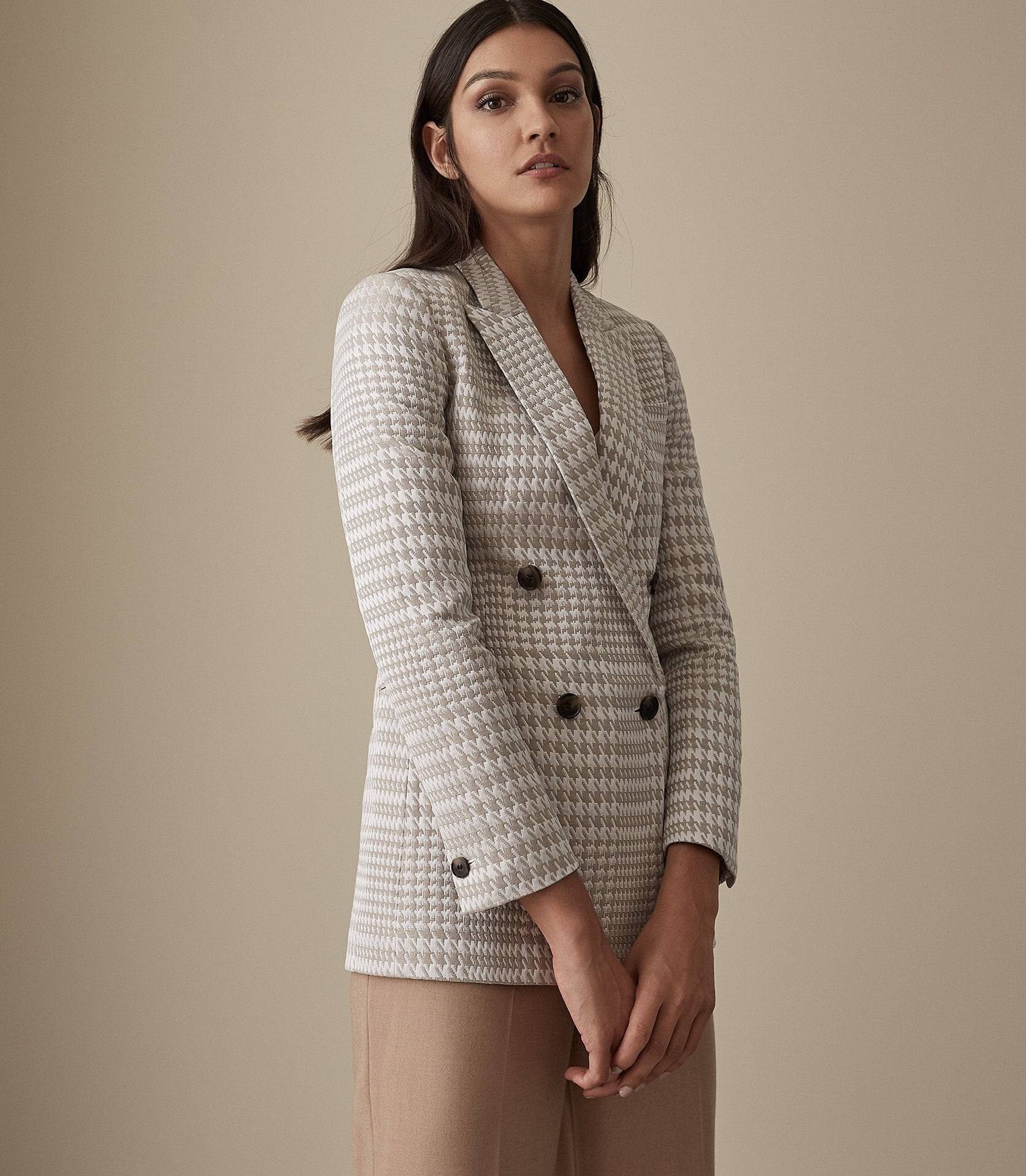 Reiss Cali - Herringbone Check Blazer in Neutral, Womens, Size 0 | Reiss (Global - Non UK)
