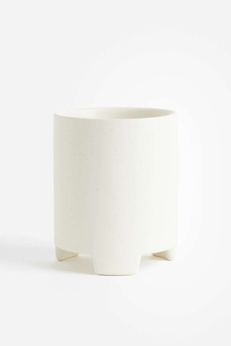 Small Stoneware Plant Pot - White/speckled - Home All | H&M US | H&M (US + CA)