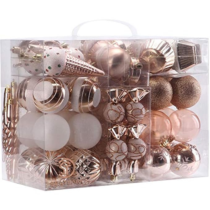 Sea Team 80-Pack Assorted Shatterproof Christmas Ball Ornaments Set Decorative Baubles Pendants with | Amazon (US)