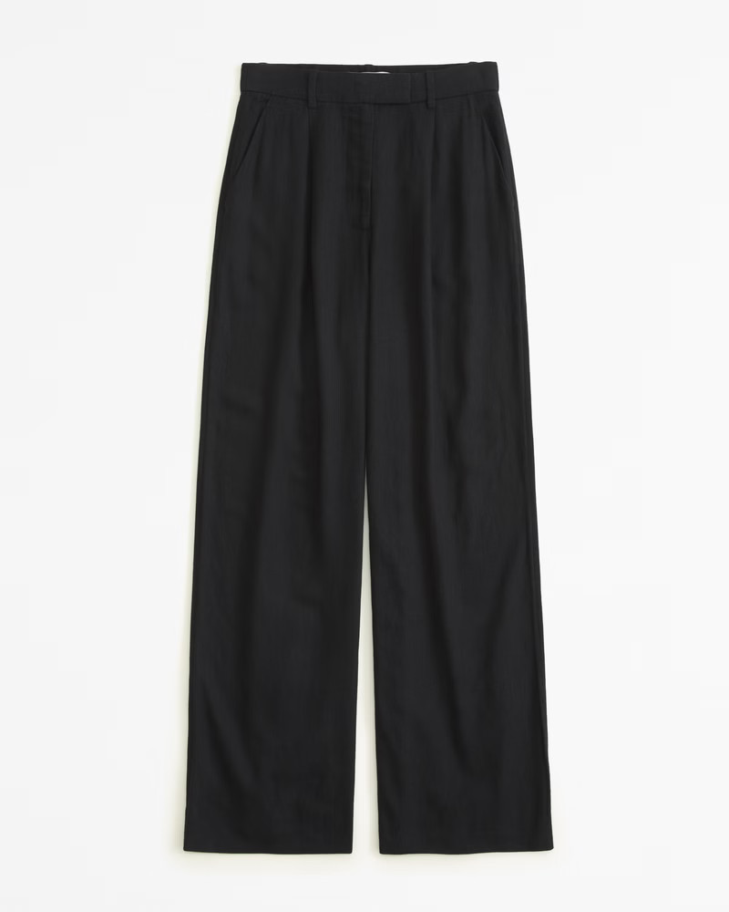 Abercrombie & Fitch Women's A&F Harper Tailored Linen-Blend Pant in Black - Size 36 SHORT | Abercrombie & Fitch (US)