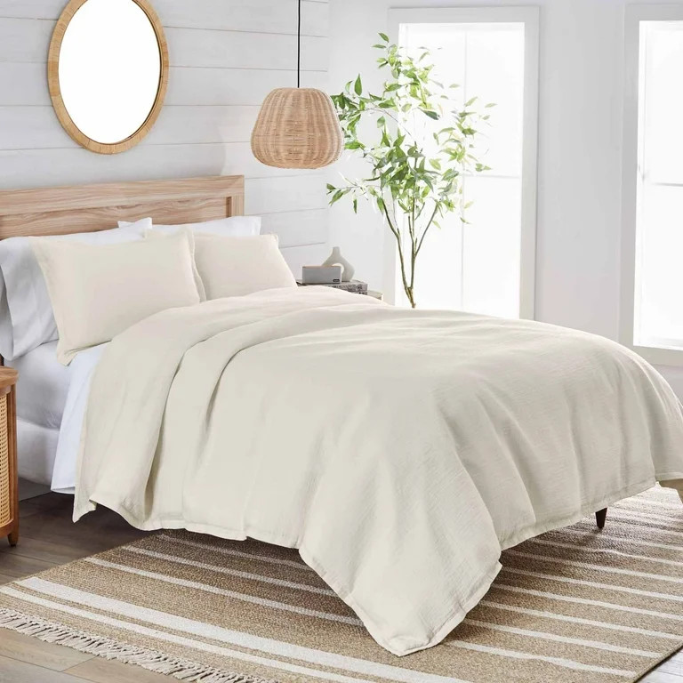 Better Homes & Gardens 3-Piece Ivory/White Crinkled Gauze Duvet Set, Adult King | Walmart (US)