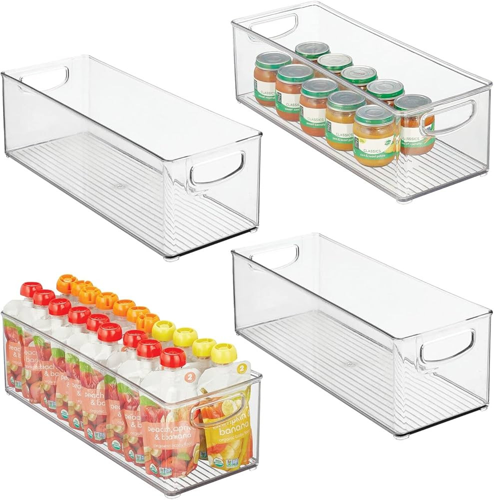 mDesign Plastic Baby Room Organizer Bin - Modern, Stackable Storage Container Box with Handles fo... | Amazon (US)
