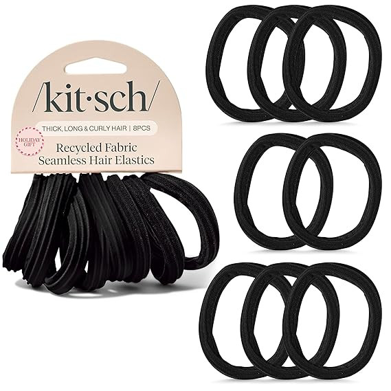 Kitsch Hair Ties No Damage - Strong, Stretchy Hair Bands | Soft Nylon Ponytail Holders, Snag-Free... | Amazon (US)