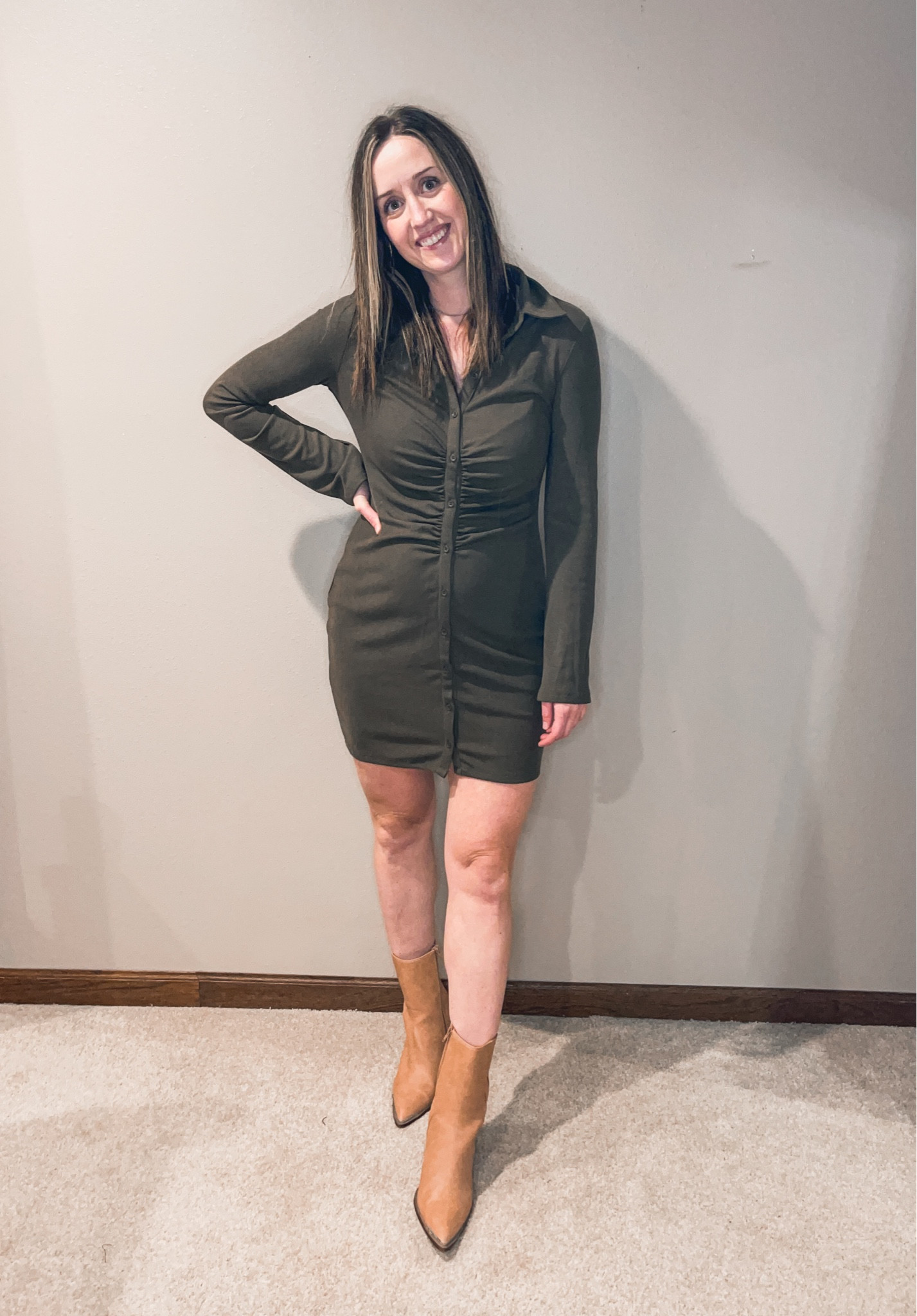 Fall dress haul from lulus! Stretchy, ribbed material. Bought medium - sized up for bump. Shoes are true to size.

#LTKSeasonal