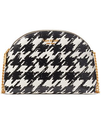 kate spade new york Morgan Painterly Houndstooth Embossed Saffiano Leather Double Zip Dome Crossb... | Macy's