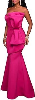 SEBOWEL Women's Sexy Off The Shoulder Oversized Bow Applique Evening Gown Party Maxi Dress | Amazon (US)