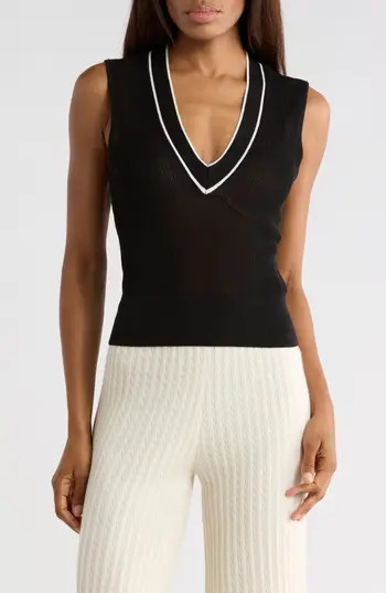FRAME The Varsity Sweater Vest in Black Multi at Nordstrom Rack, Size Large | Nordstrom Rack