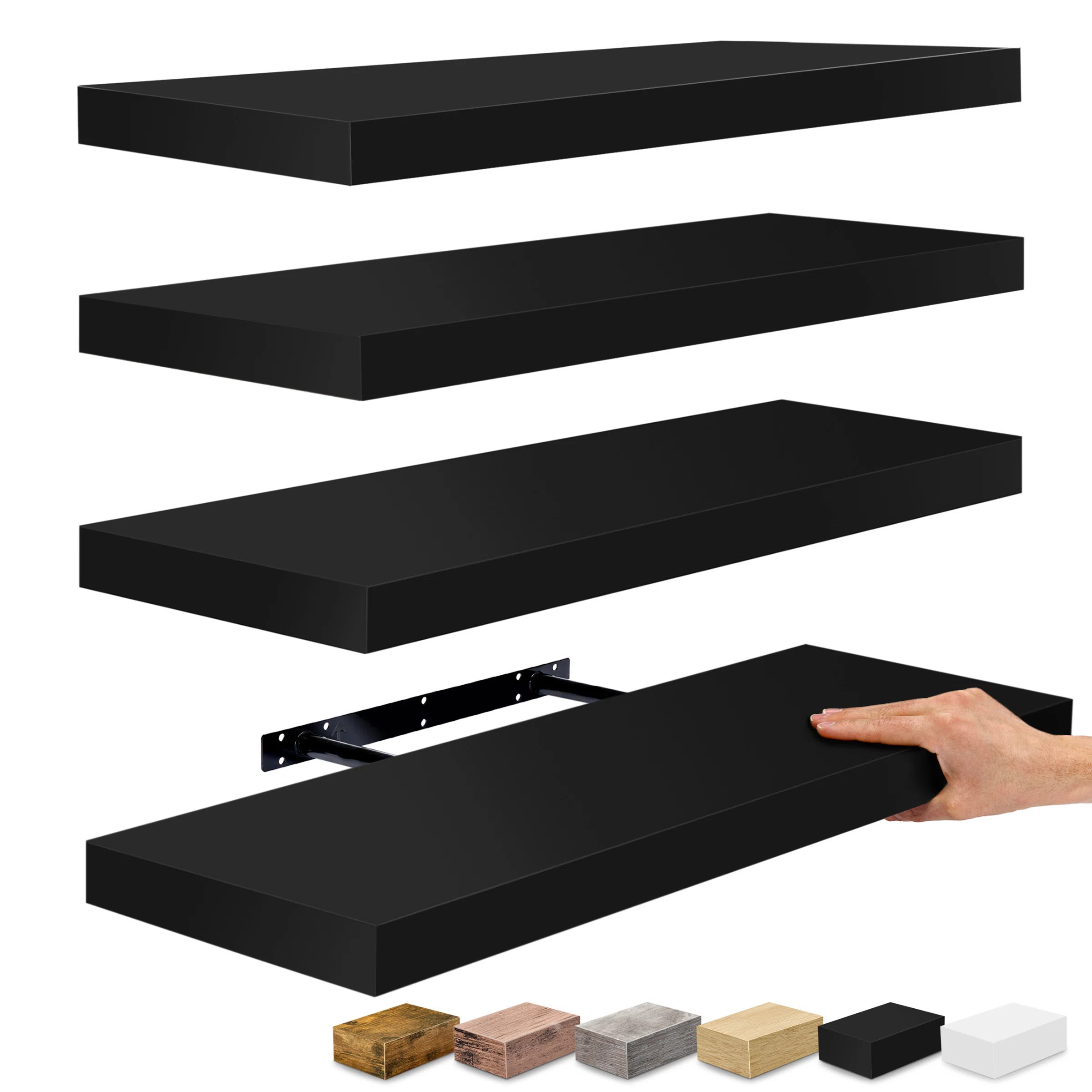 Floating Shelves with Invisible Mounting Set of 4 | Wayfair North America