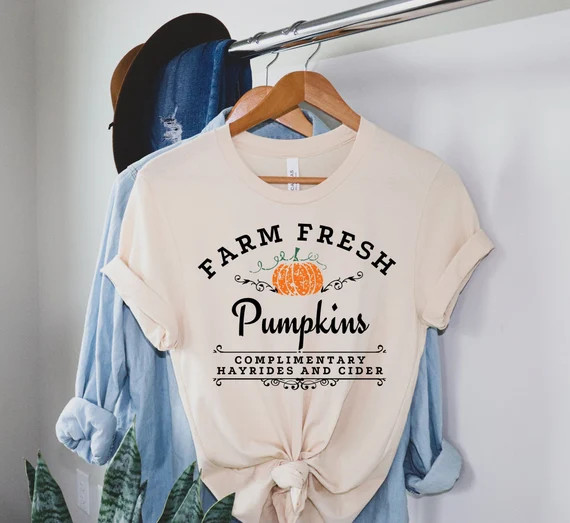 Farm Fresh Pumpkin Shirt, Fall Shirts for Women, Thanksgiving Shirt, Cute Fall Shirt, Fall Appare... | Etsy (US)