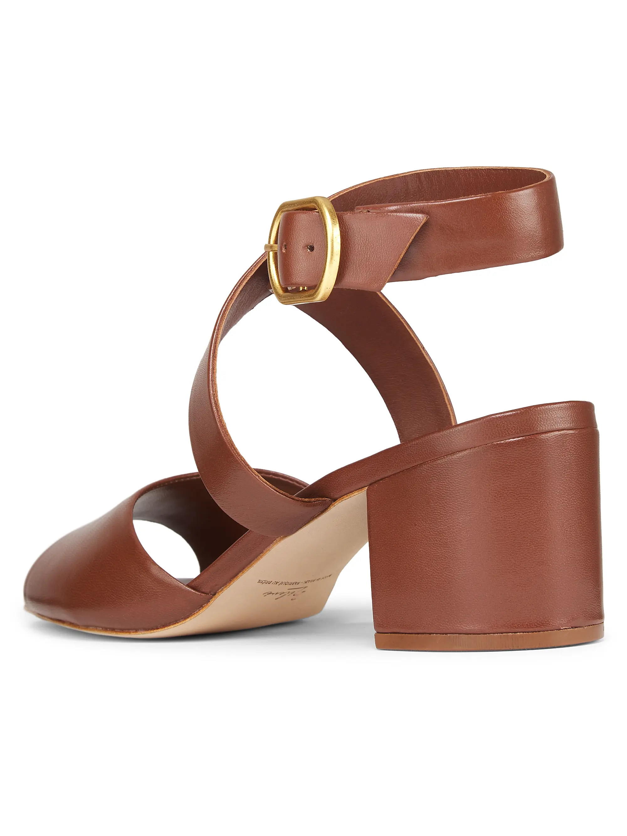 Buckled Leather Block Heel Sandals | Saks Fifth Avenue