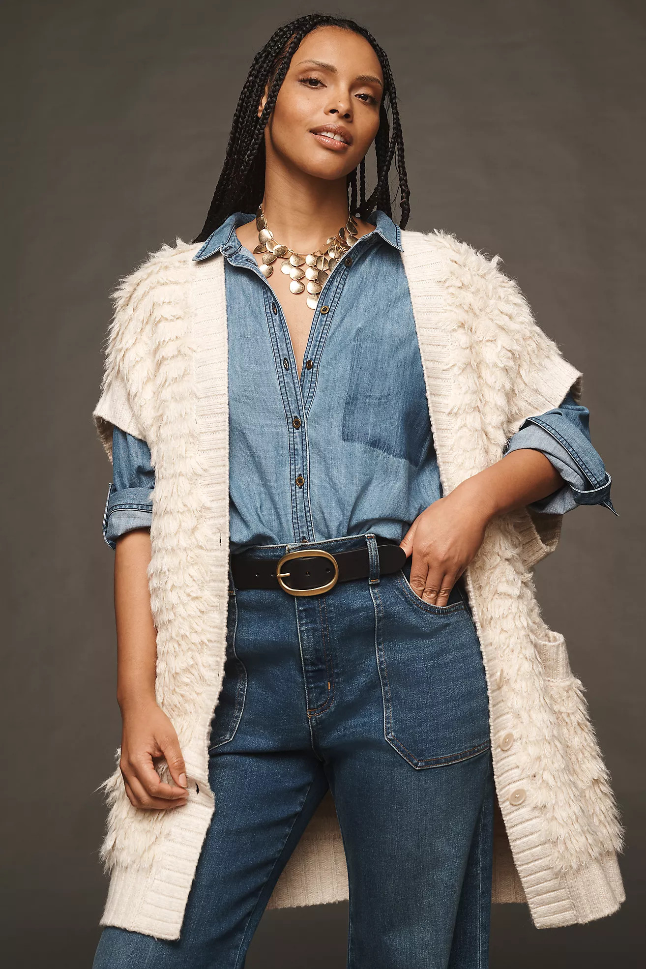 By Anthropologie Plus Short-Sleeve Open-Front Cardigan Sweater | Anthropologie (US)