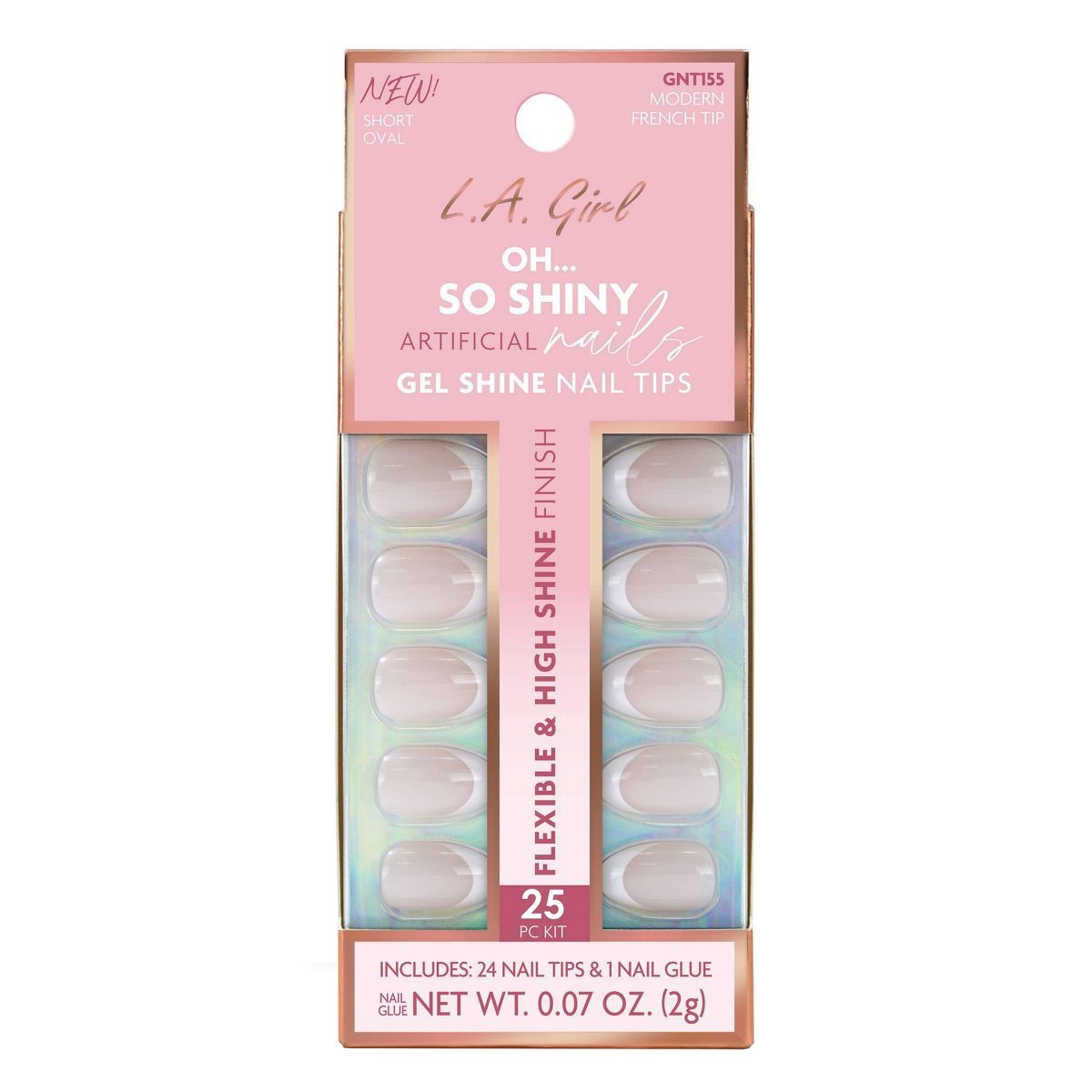 L.A. Girl Artificial Nail Tips- Oh So Shiny - Modern French Tip - 25ct | Target
