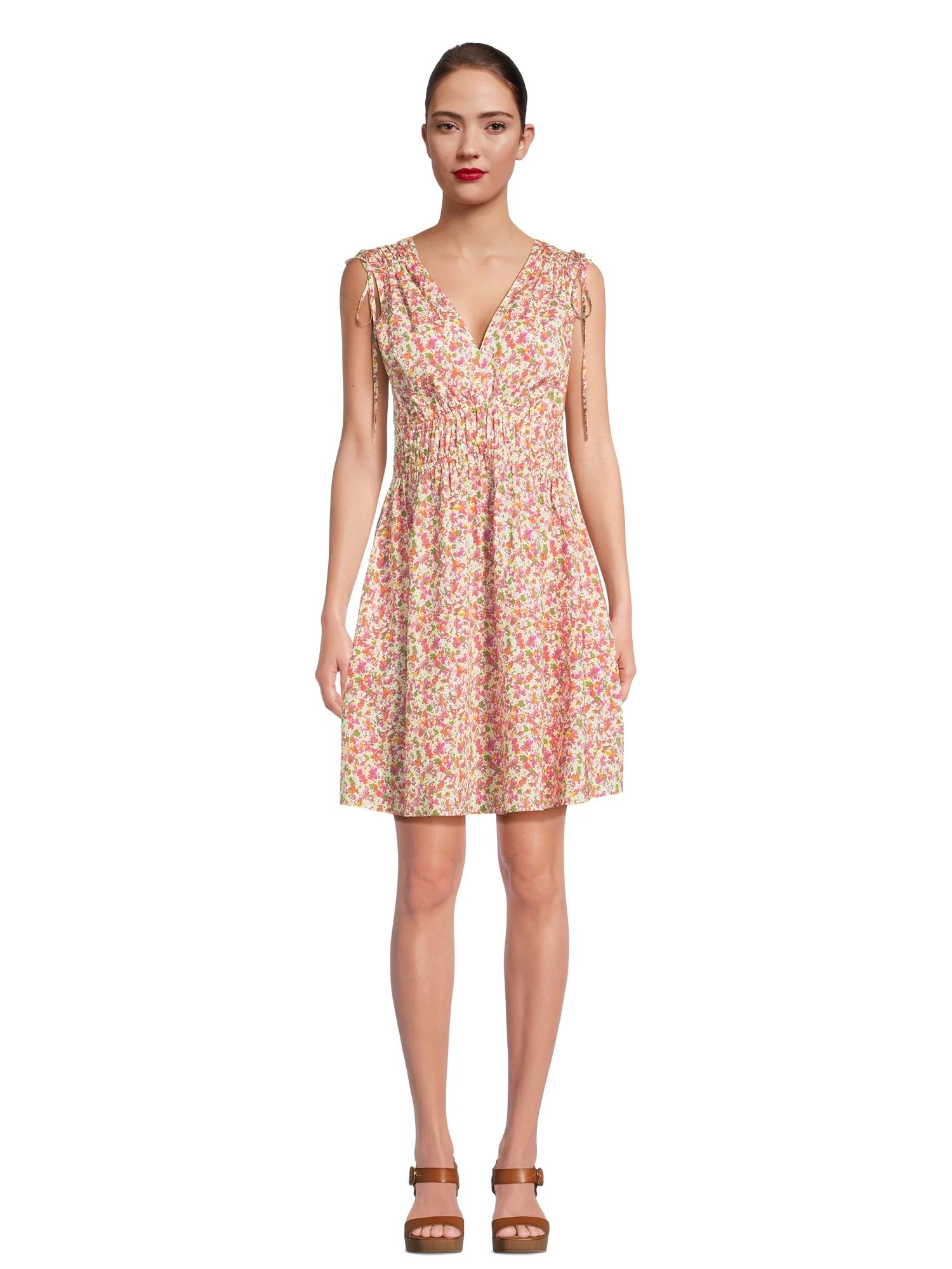 Time and Tru Women's and Women's Plus  Tie Shoulder Mini Dress, Sizes XS-4X | Walmart (US)