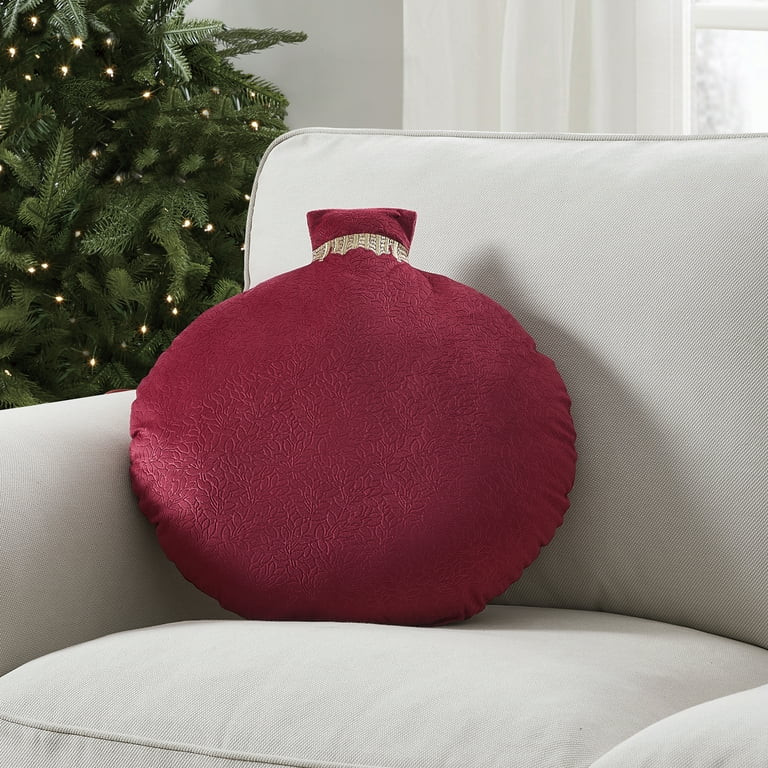 My Texas House Ava 16" Red Embossed Velvet Ornament Round Decorative Pillow | Walmart (US)