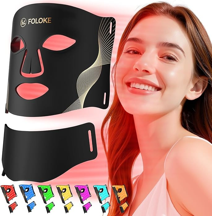 Red Light Therapy for Face, LED Light Therapy Mask Skin Care Mask & Neck, LED Red & NIR Light The... | Amazon (US)
