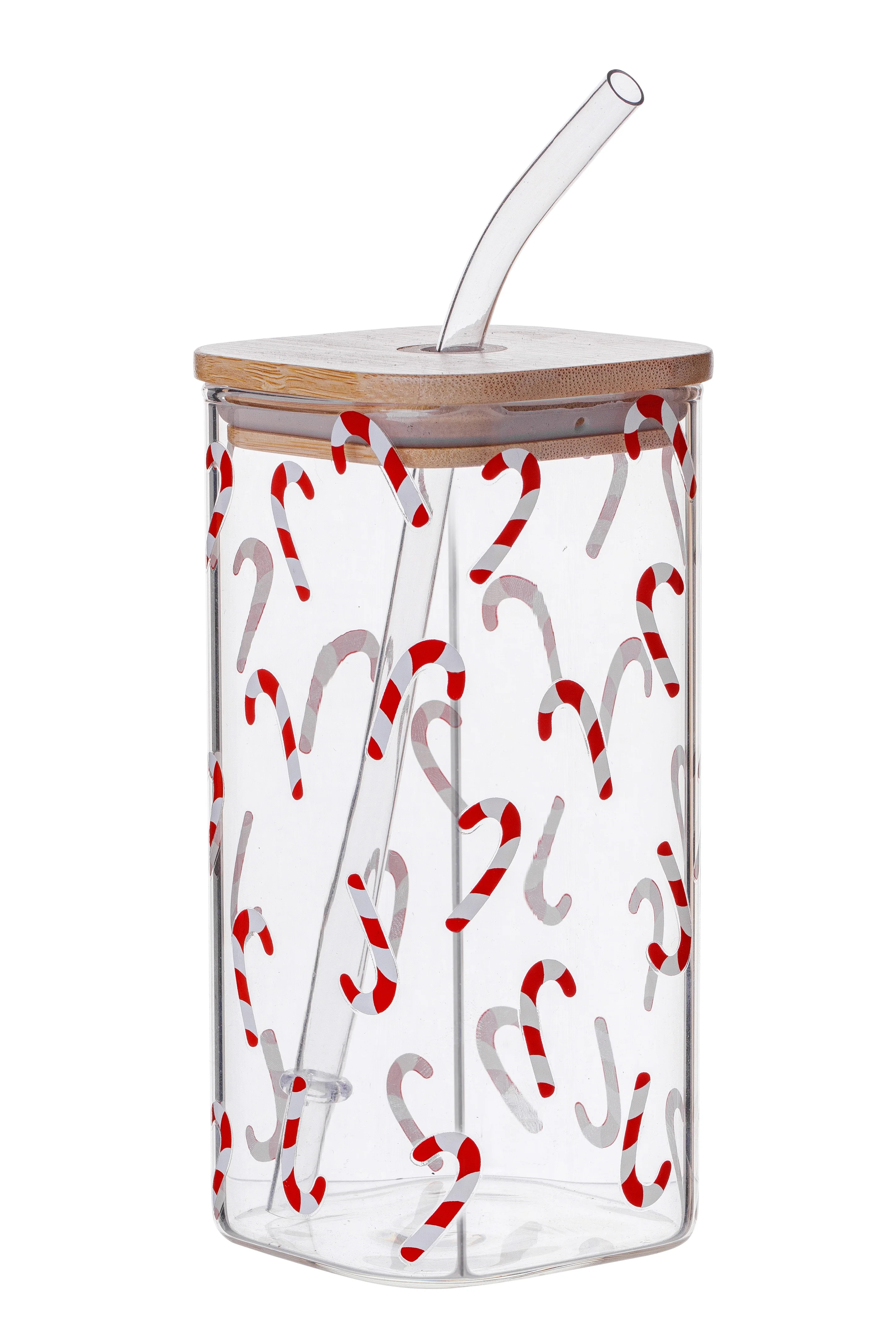 Holiday Time Candy Cane Clear Square Glass Sipper, 1pk | Walmart (US)