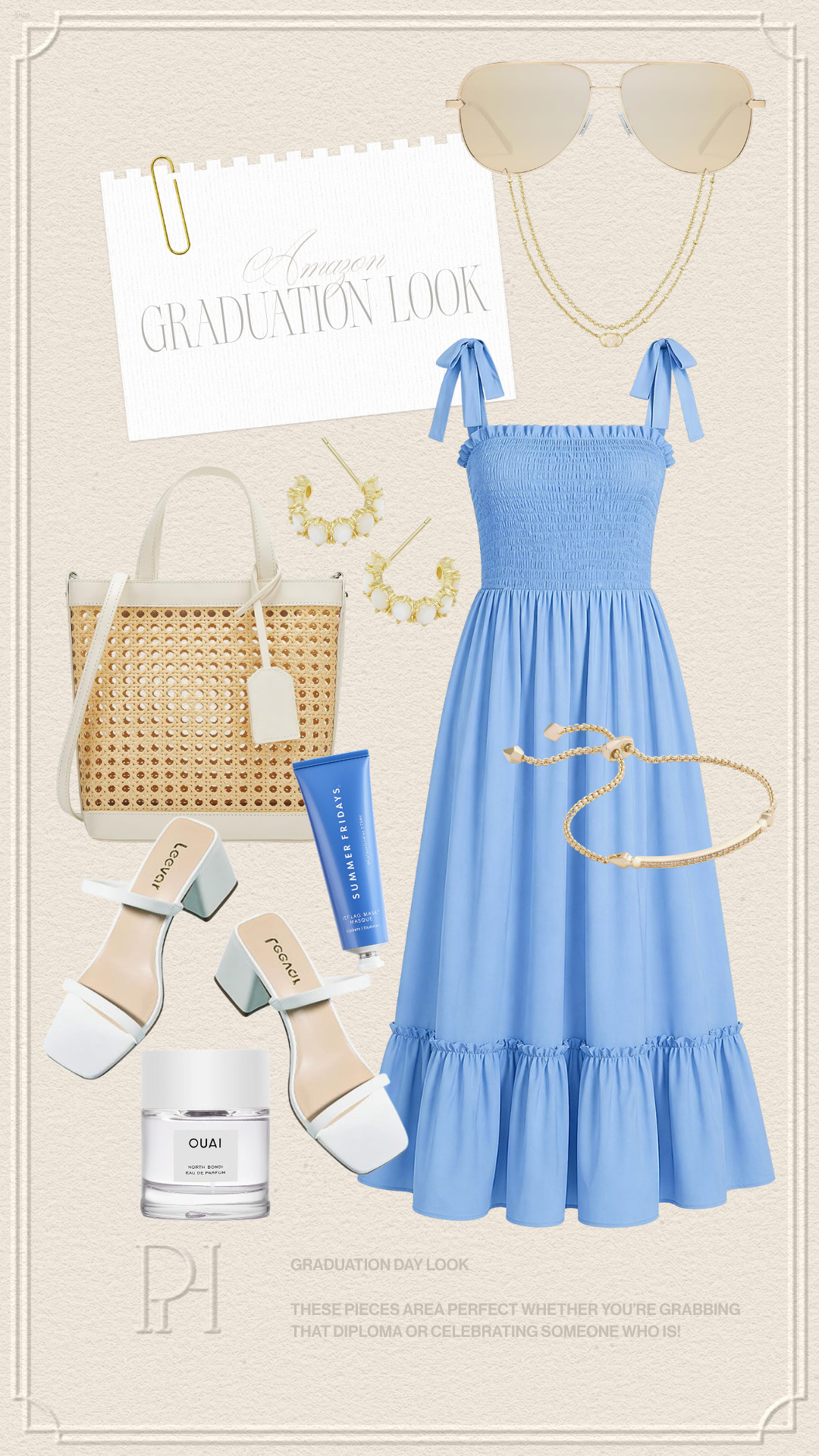 Extra cute pieces from Amazon for your graduation day look!

blue dress, midi dress, summer dress, spring dress, spring fashion, spring style, spring looks, spring outfit, summer fashion, summer style, summer looks, graduation dress, white sandals, white handbag, tote bag, body spray, perfume, fragrance, small hoop earrings, necklace, gold bracelet, sunglasses, beauty essentials 

 #LTKgrwm #LTKootd #LTKSeasonal