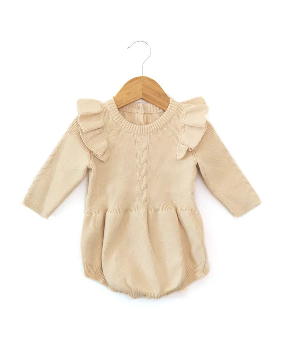Birdie Knit Romper in Ivory - Etsy | Etsy (US)