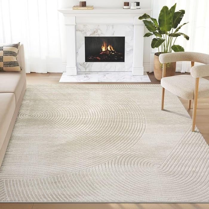 Abani Neutral Beige Area Rug | 8' x 10' Tan Geometric Carpet with Zen Circle Pattern | Rugs for L... | Amazon (US)