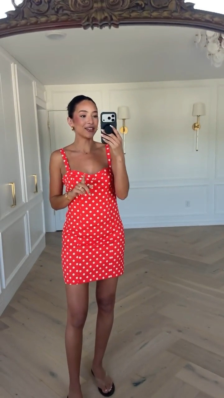 Use code NENA20 to save 20% off orders $100+ 🤩 This color is the perfect shade for summer and this mini dress can easily be dressed up or down! Wearing size S polka dot mini dress 

summer outfit, summer dress, mini dress, red dress, mom outfit, postpartum outfit, casual outfit, dinner outfit, date night outfit, vacation outfit, anthropologie sale

#LTKSaleAlert