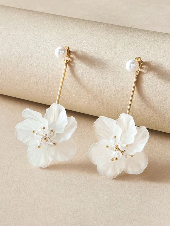 925 Sterling Silver Hypoallergenic Post Studs Delicate Floral Pearl Petals Wedding Bridal Boho Go... | Etsy (US)