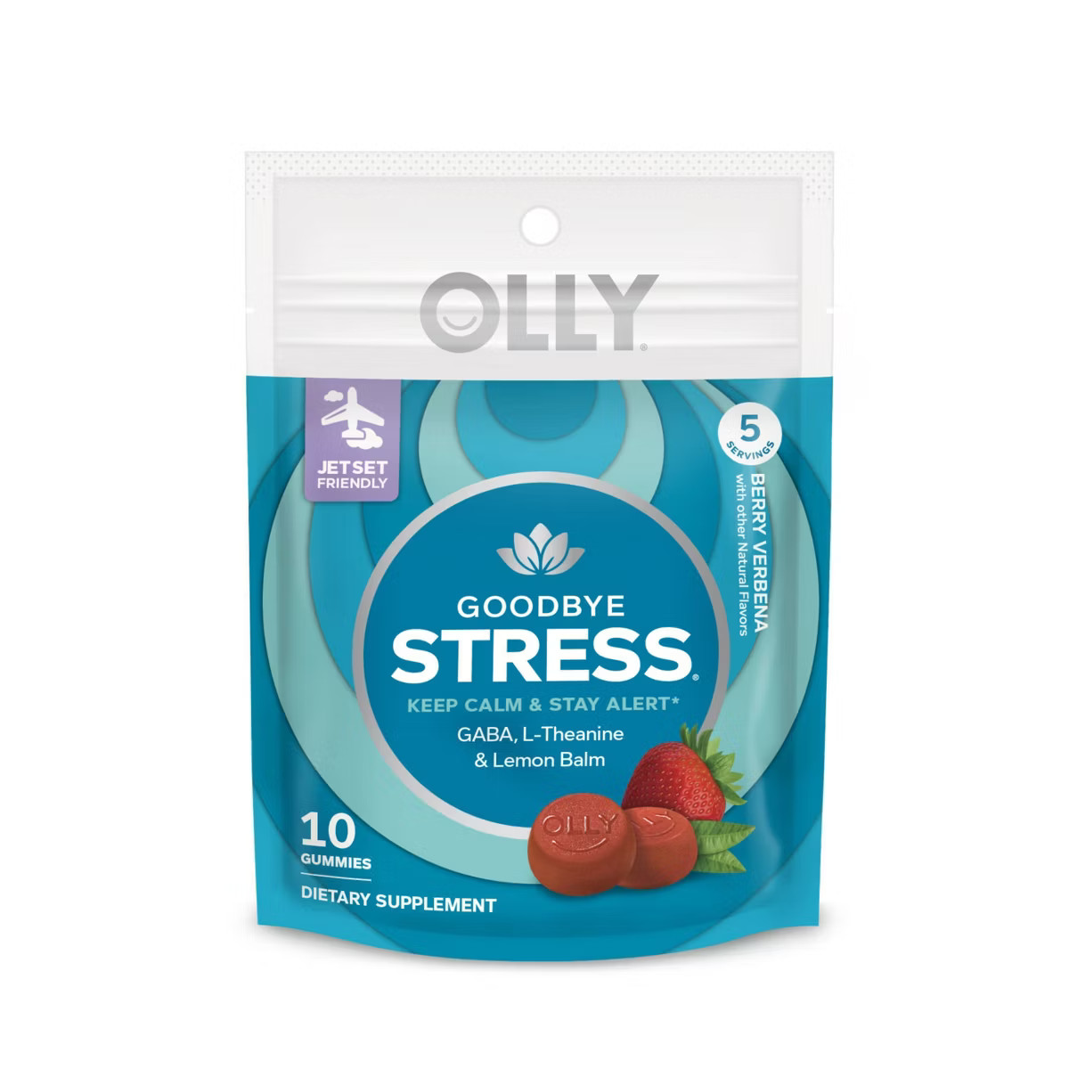 OLLY Goodbye Stress Gummies with GABA, L-Theanine & Lemon Balm - Berry Verbena | Target