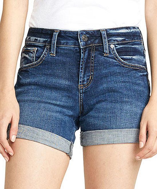 Silver Jeans Co. Women's Denim Shorts IND - Dark Wash Boyfriend Denim Shorts - Women | Zulily
