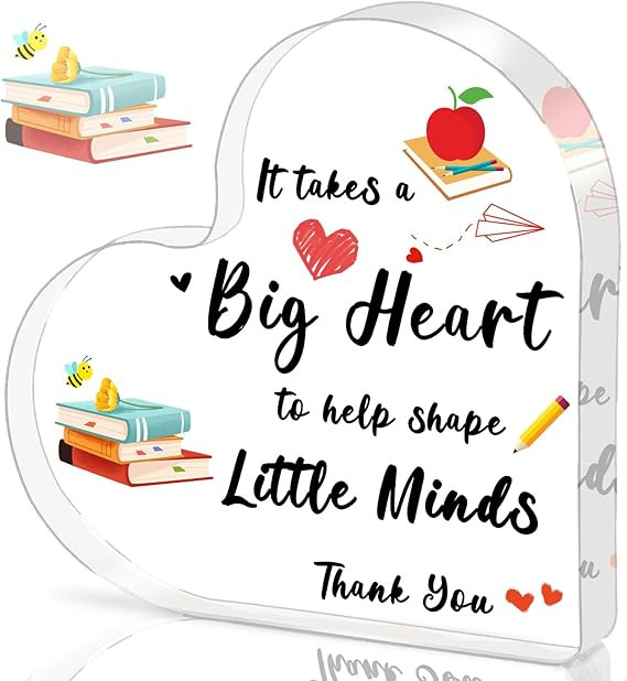 Teacher Appreciation Gifts, End Of Year Teacher Gifts - Acrylic Heart Shape Teachers Plaque 4×4 ... | Amazon (US)